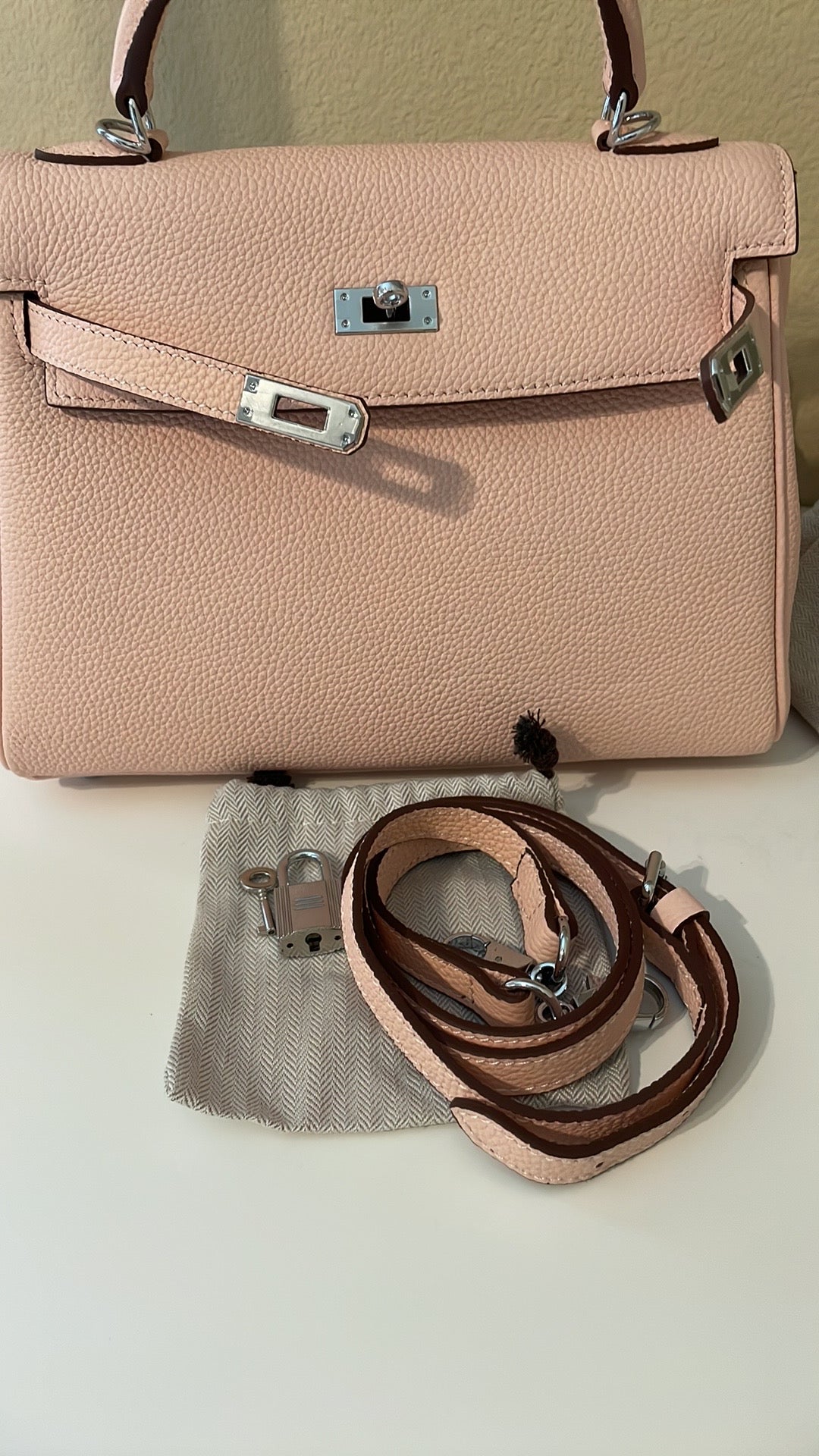 Top Handle Belted KL Satchel 25cm Pink