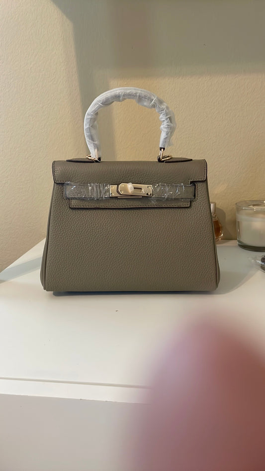 Top Handle Belted KL Satchel 25cm Gray