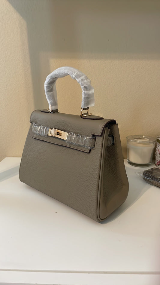 Top Handle Belted KL Satchel 25cm Gray