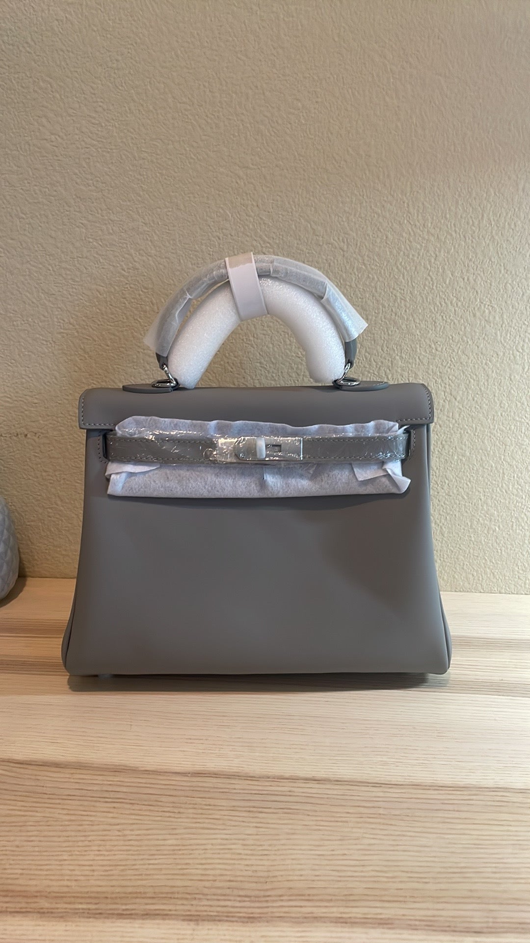 Top Handle Leather Satchel 28cm Trench Gray