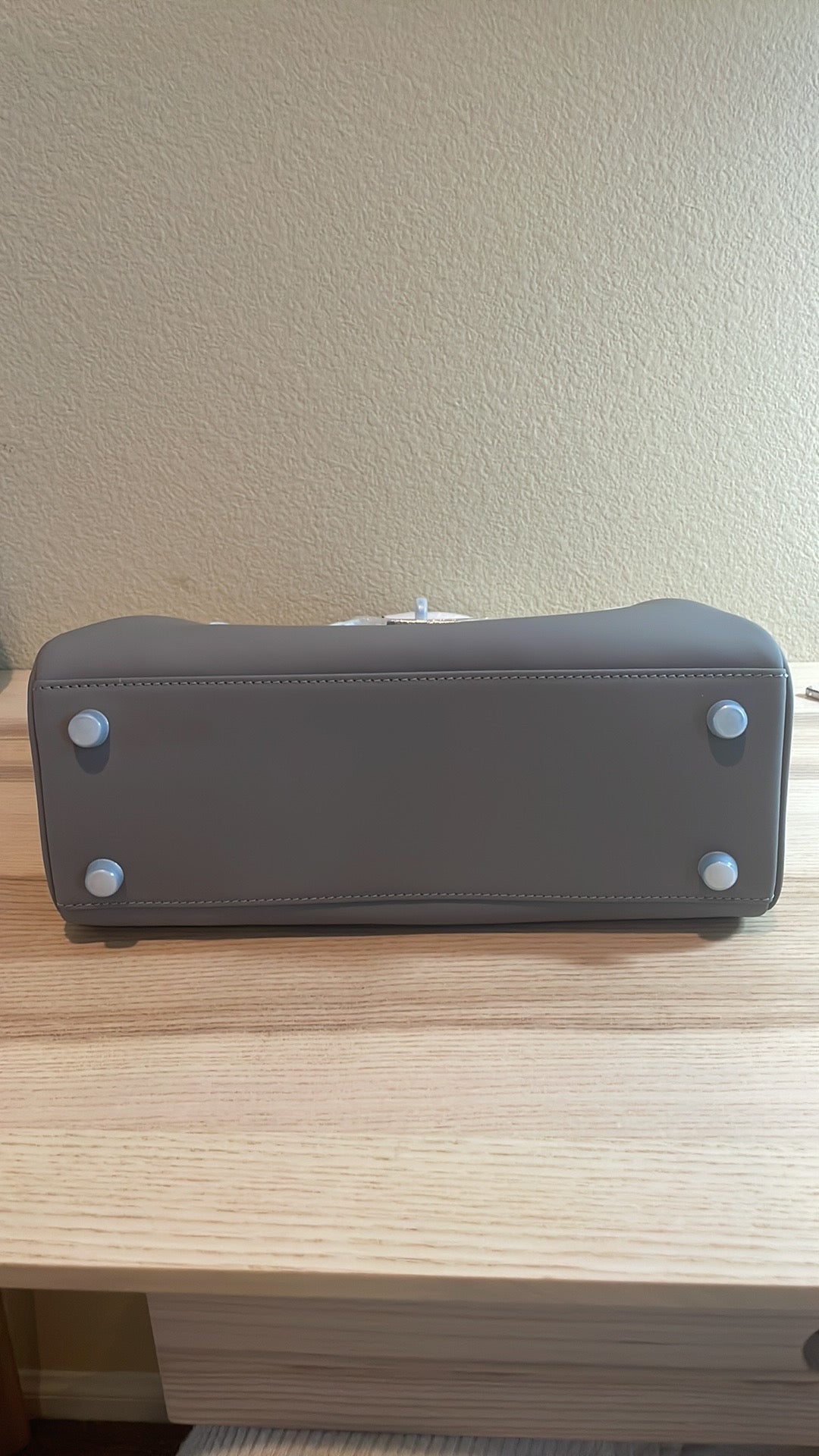 Top Handle Leather Satchel 28cm Trench Gray
