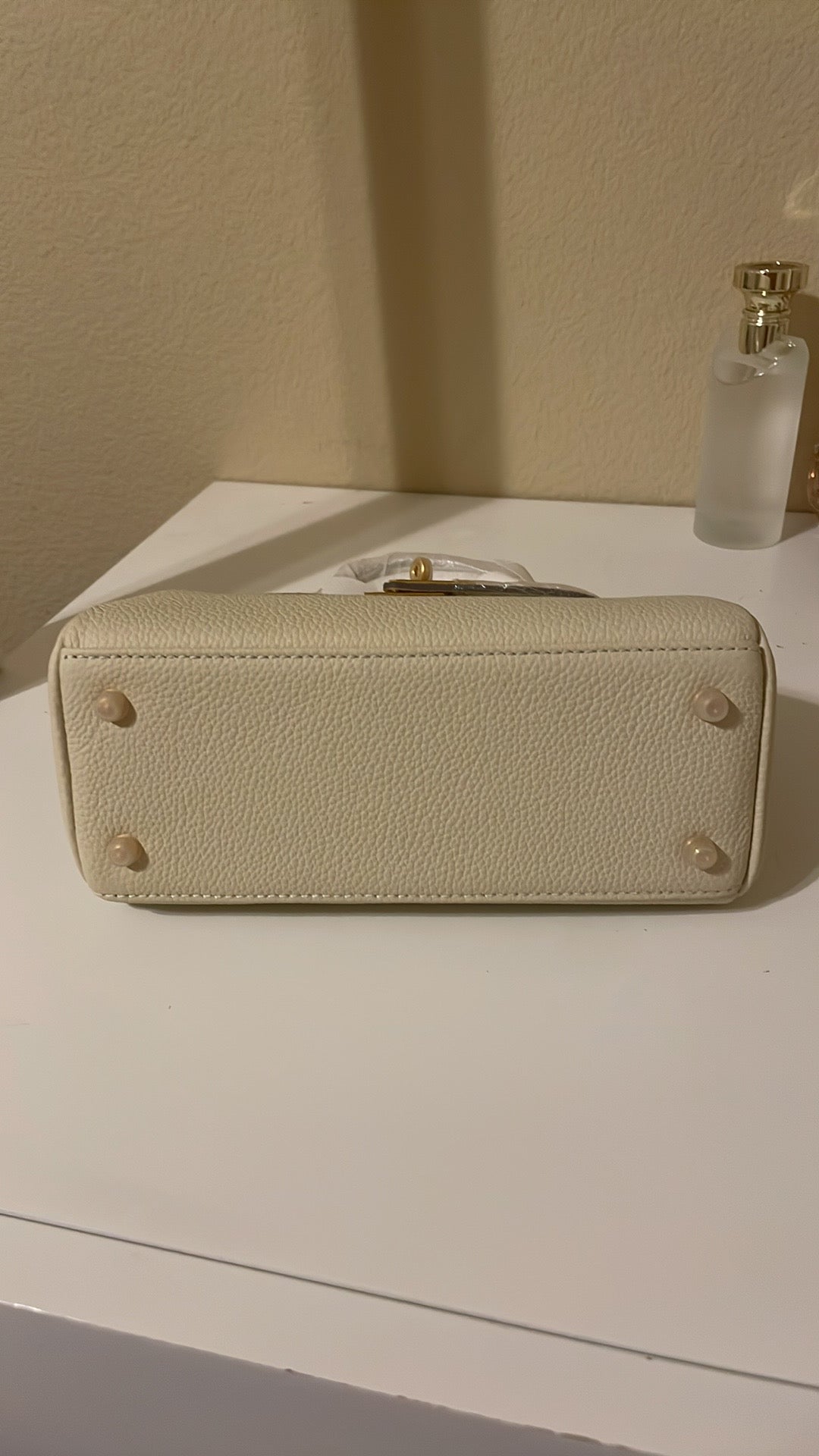 Top Handle Belted KL Satchel 20cm Cream