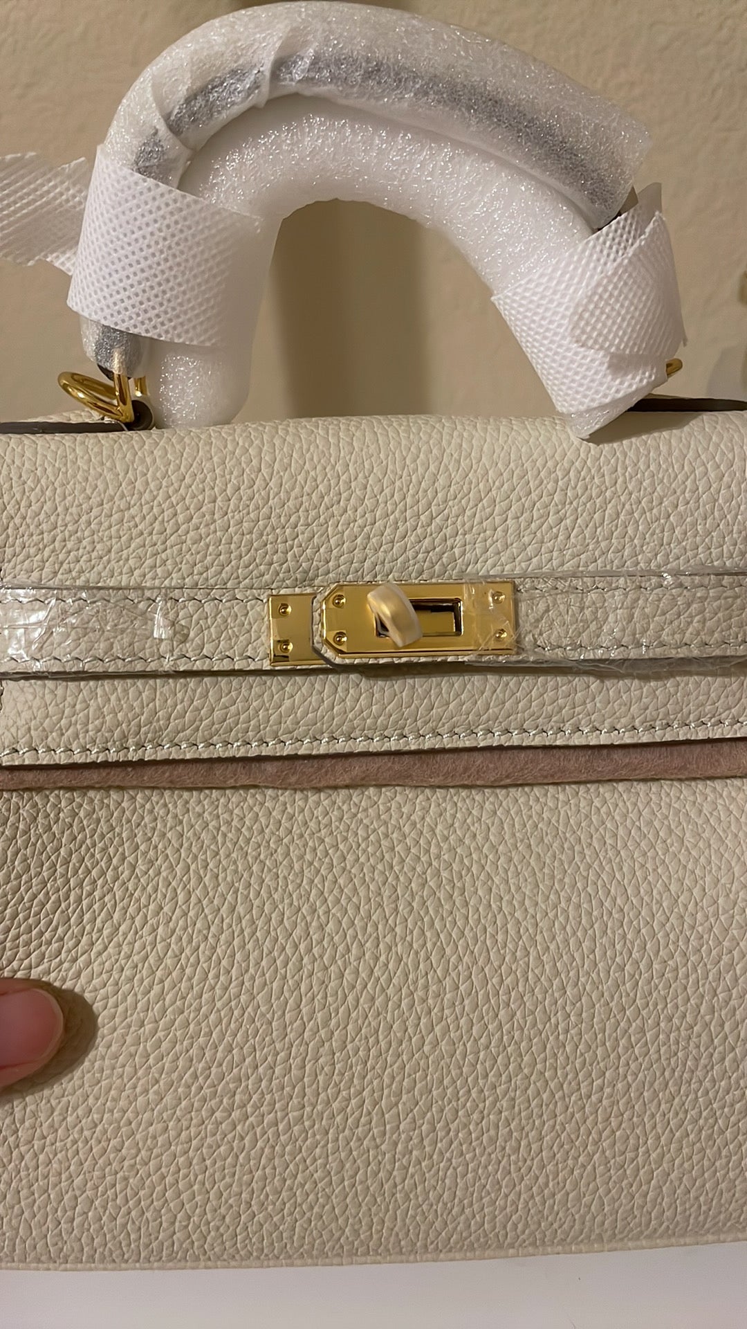Top Handle Belted KL Satchel 20cm Cream