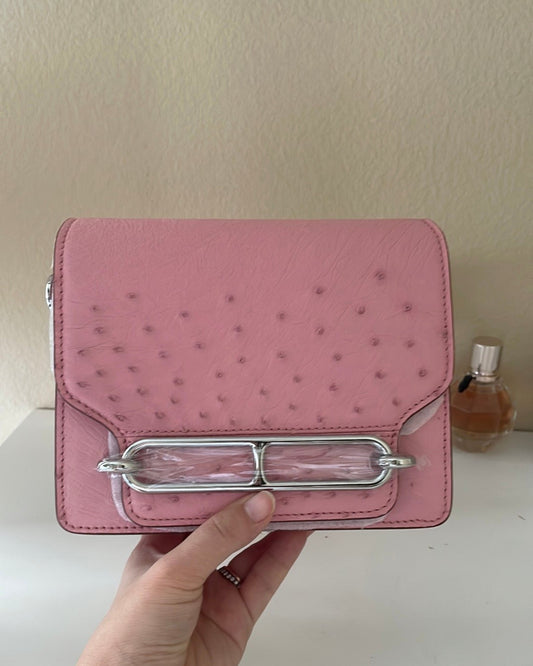 RARE Ostrich Leather Crossbody Box Bag Pink