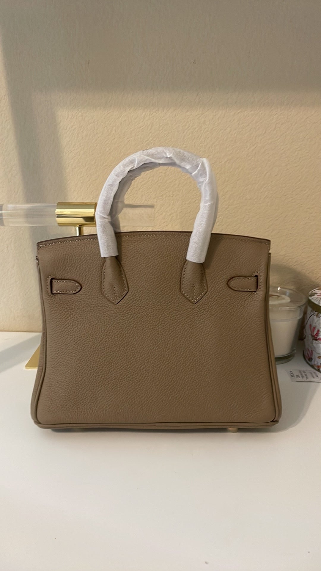 Round Top Handle Leather Satchel 25cm Etaupe
