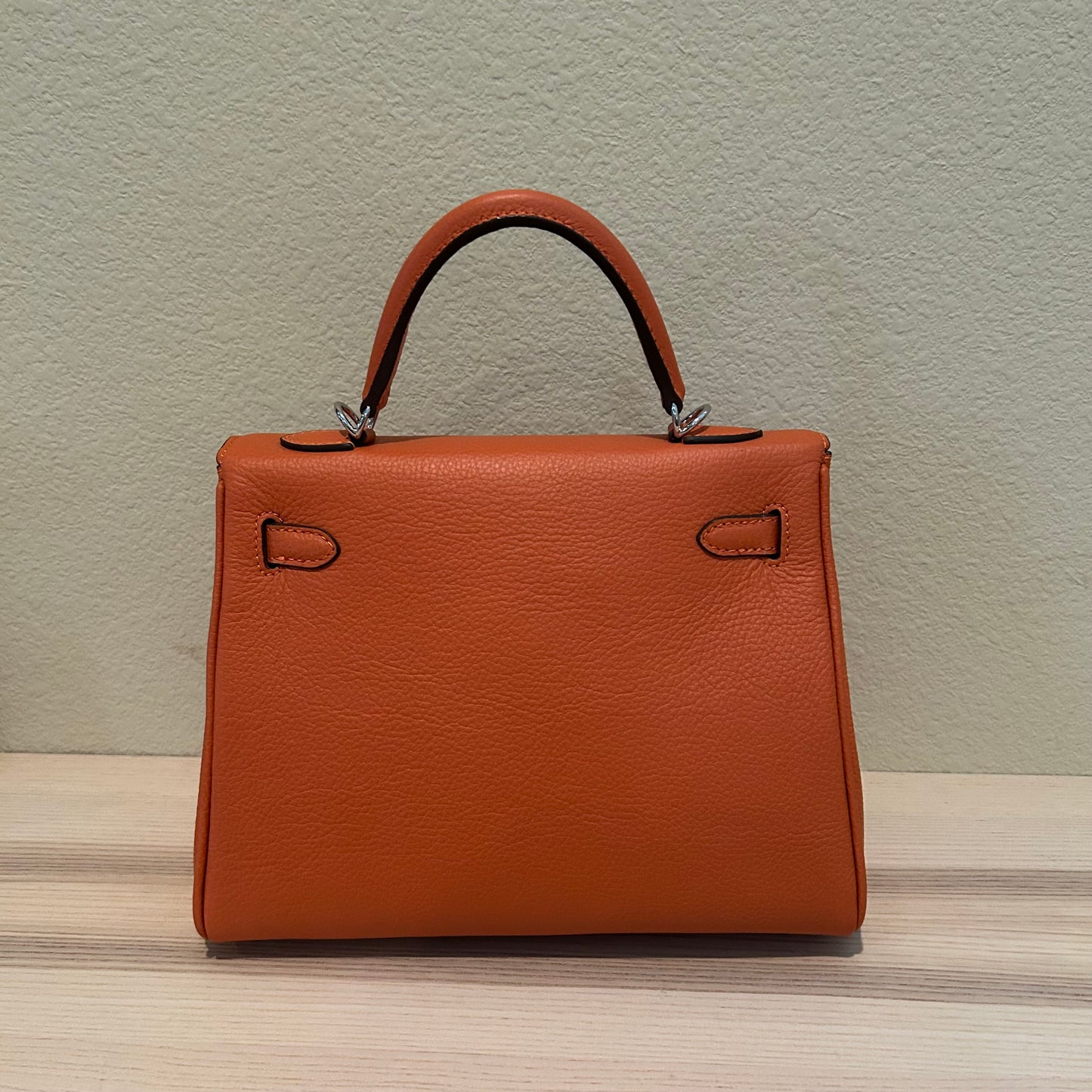 Leather Inside Out | Top Handle Belted Satchel 25cm Orange