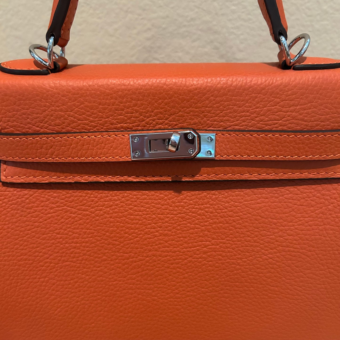 Leather Inside Out | Top Handle Belted Satchel 25cm Orange