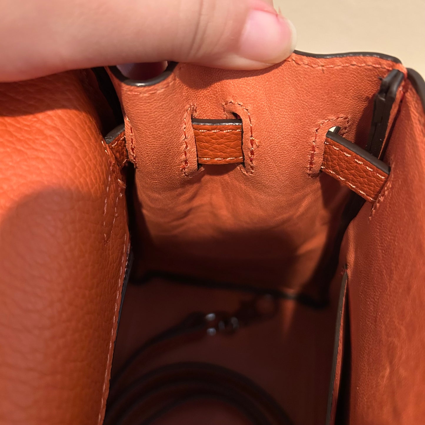 Leather Inside Out | Top Handle Belted Satchel 25cm Orange