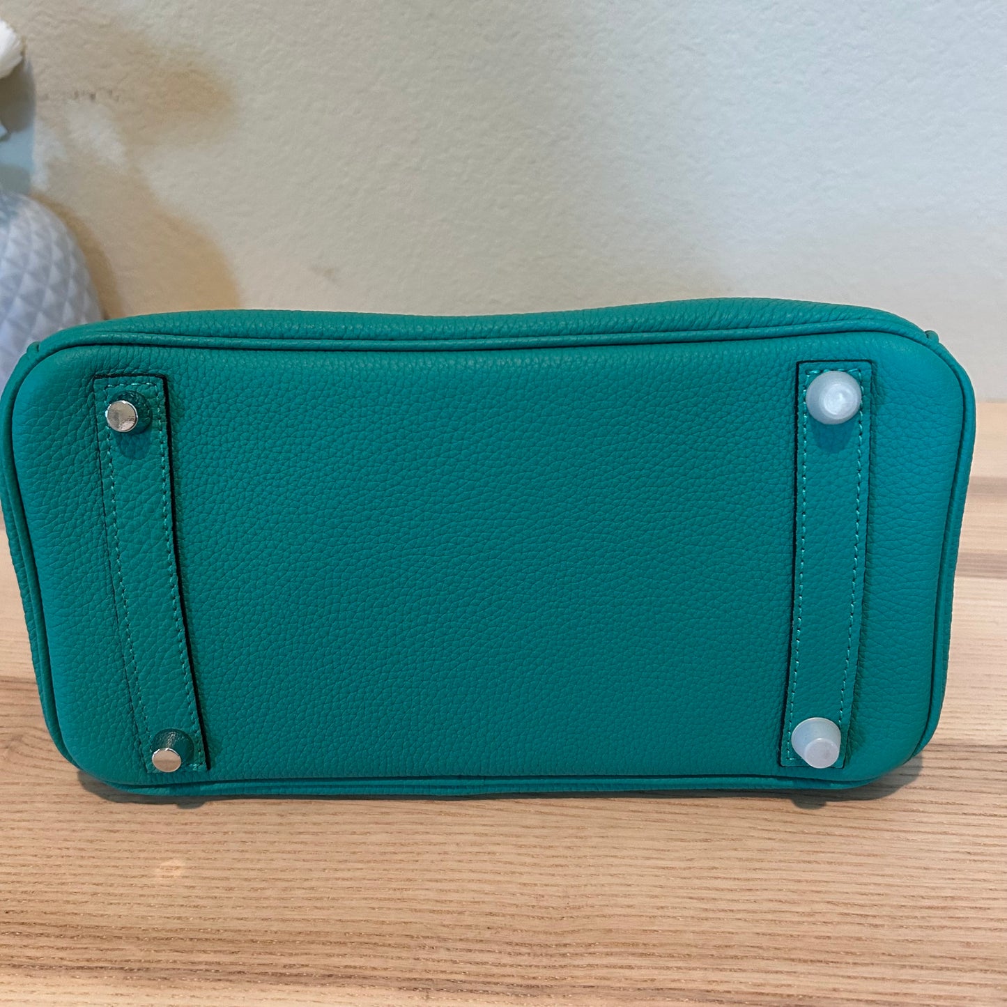 Round Top Handle Leather Satchel 25cm Green