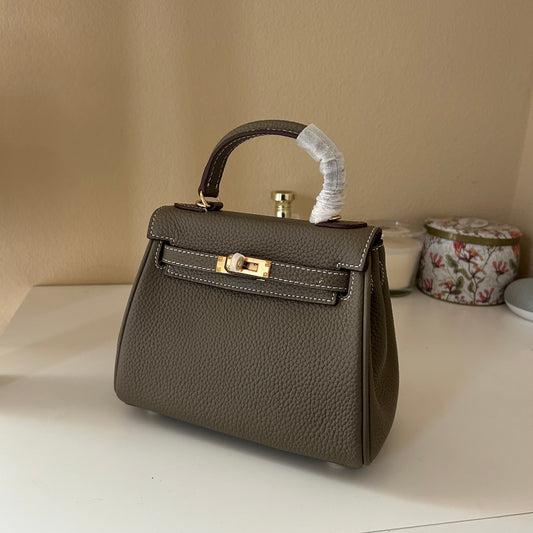 Top Handle Leather Satchel 20cm Etaupe