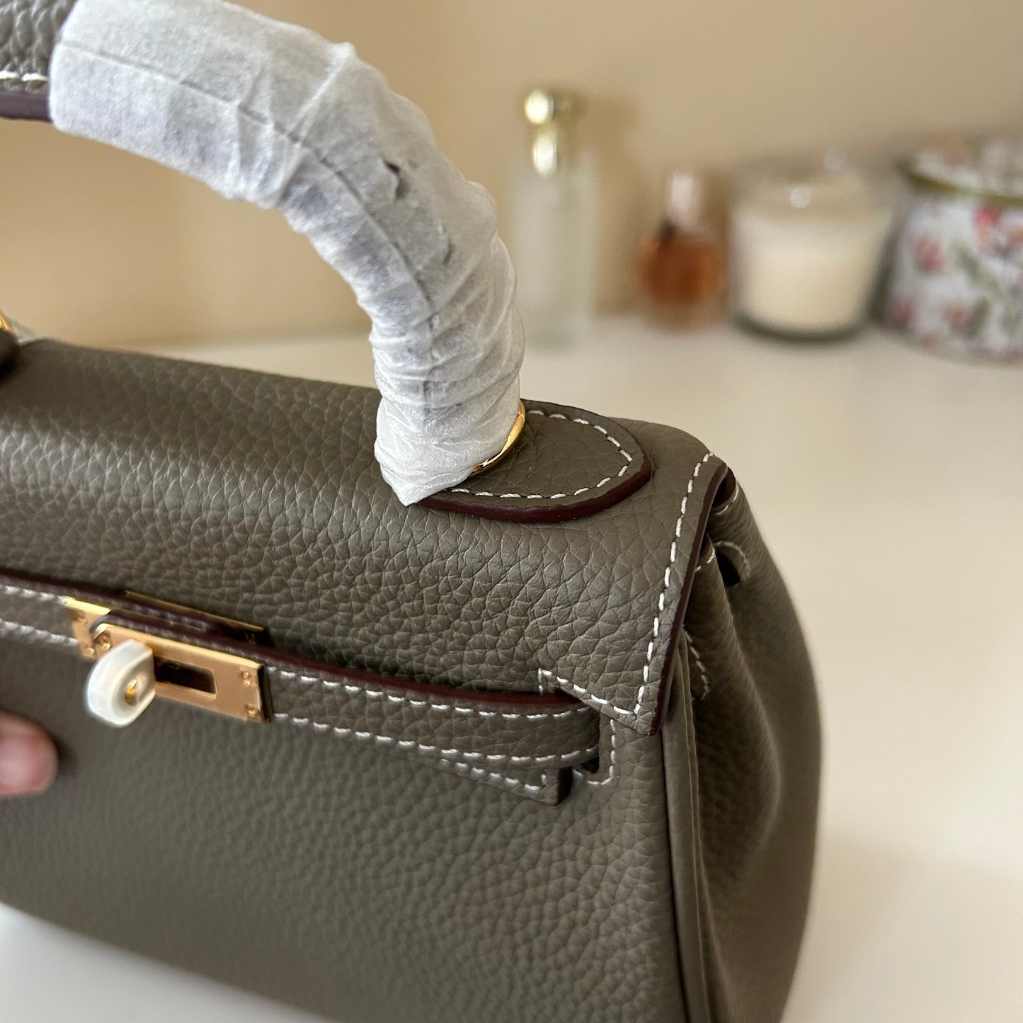 Top Handle Leather Satchel 20cm Etaupe