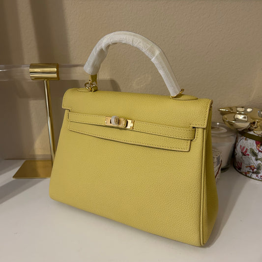 Top Handle Belted Satchel 25cm Light Yellow