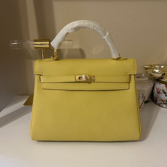 Top Handle Belted Satchel 25cm Light Yellow
