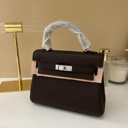 Top Handle Leather Satchel 20cm Ebene