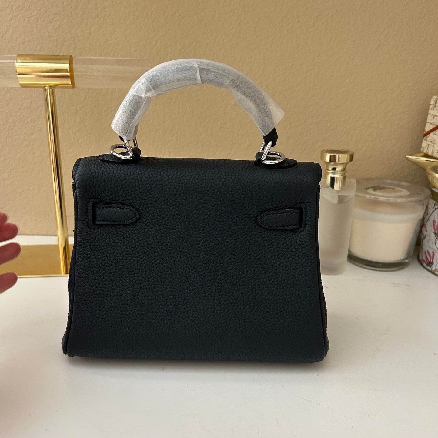 Top Handle Leather Satchel 20cm Midnight Blue