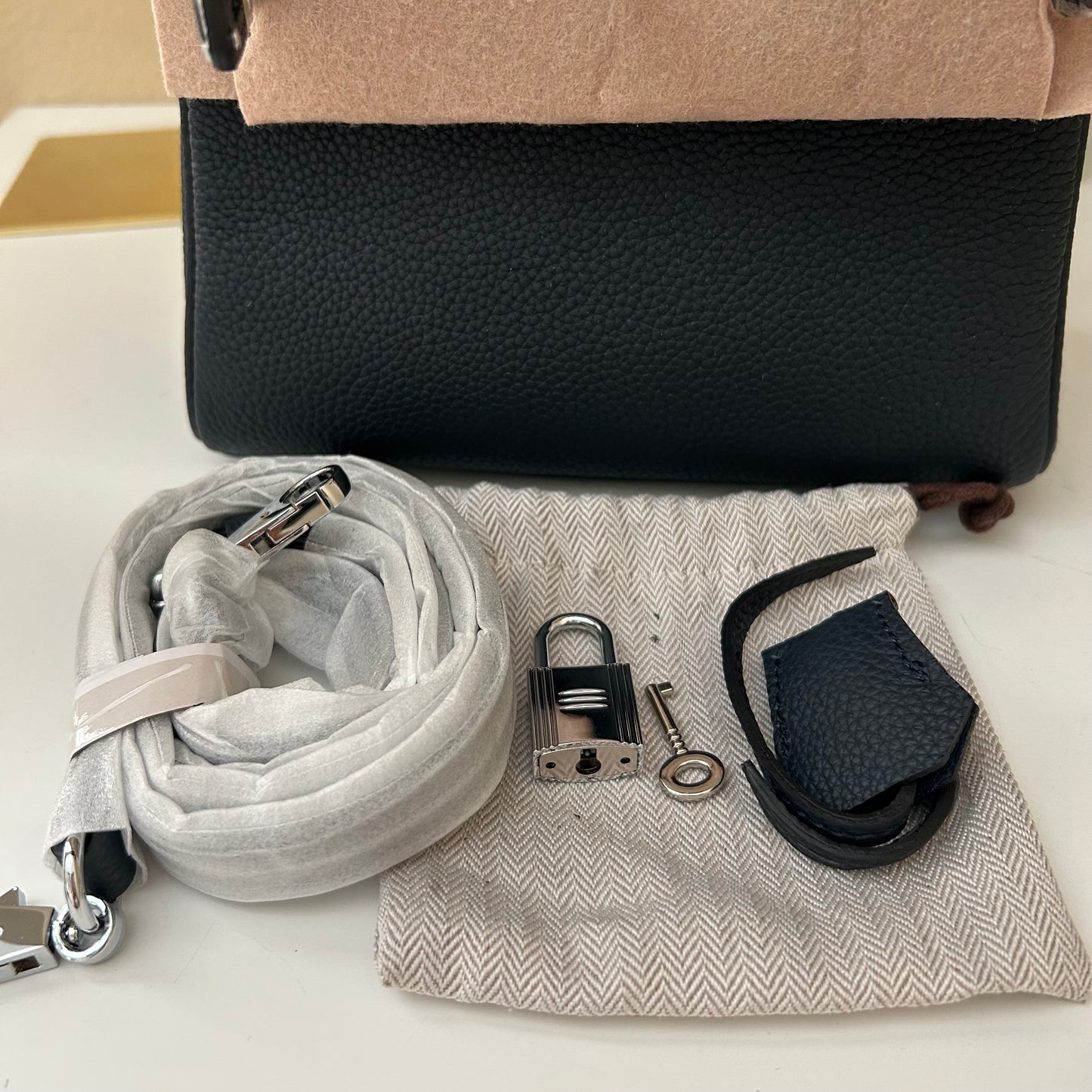 Top Handle Leather Satchel 20cm Midnight Blue