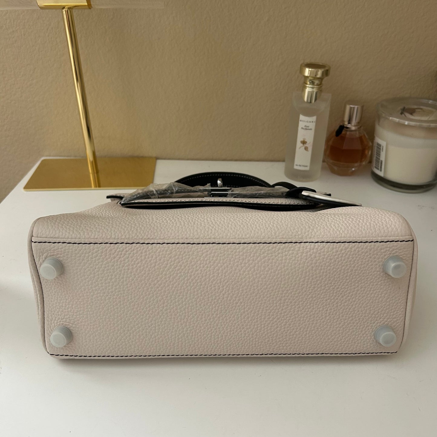 Top Handle Leather KL Satchel 25cm “Panda” Black & White
