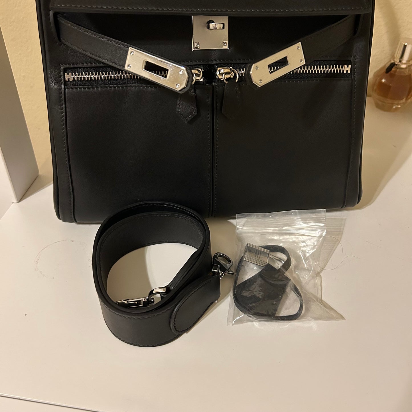 Lakis Style Leather Satchel 28cm Black