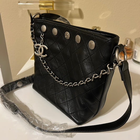 CC Black Lambskin Bucket Bag