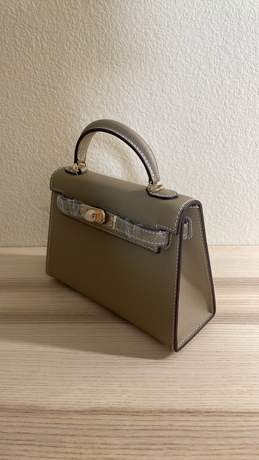 Top Handle Epsom Leather Satchel 19cm Etaupe
