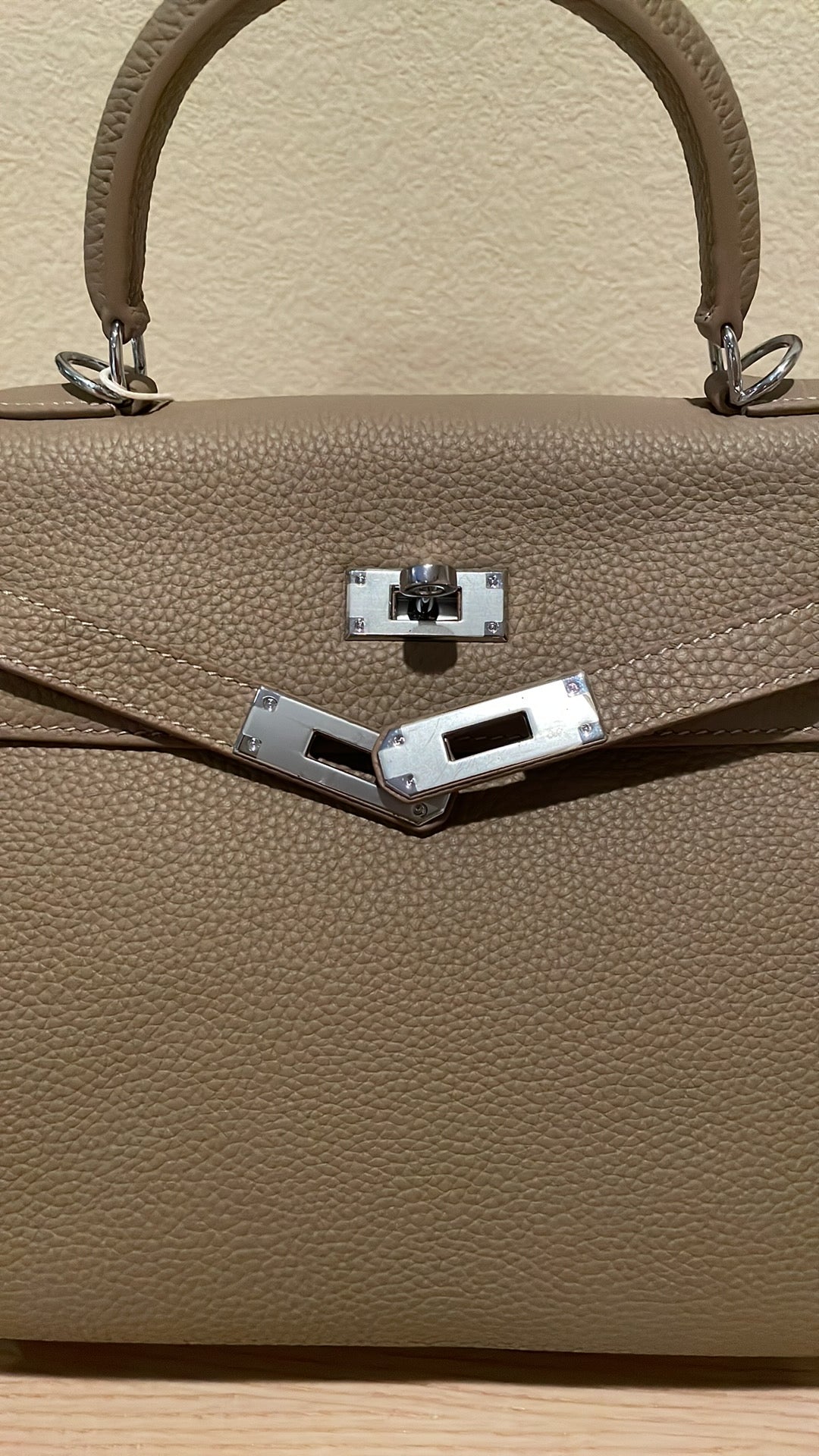 Top Handle Leather Satchel 28cm Trench Gray