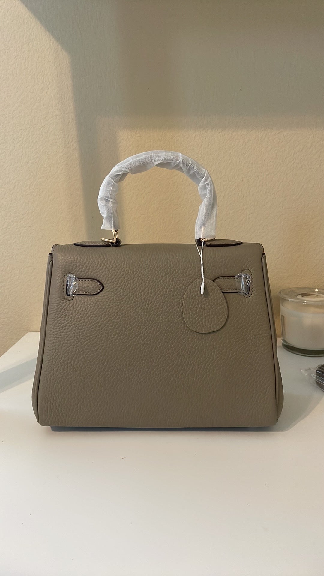 Top Handle Belted KL Satchel 25cm Gray