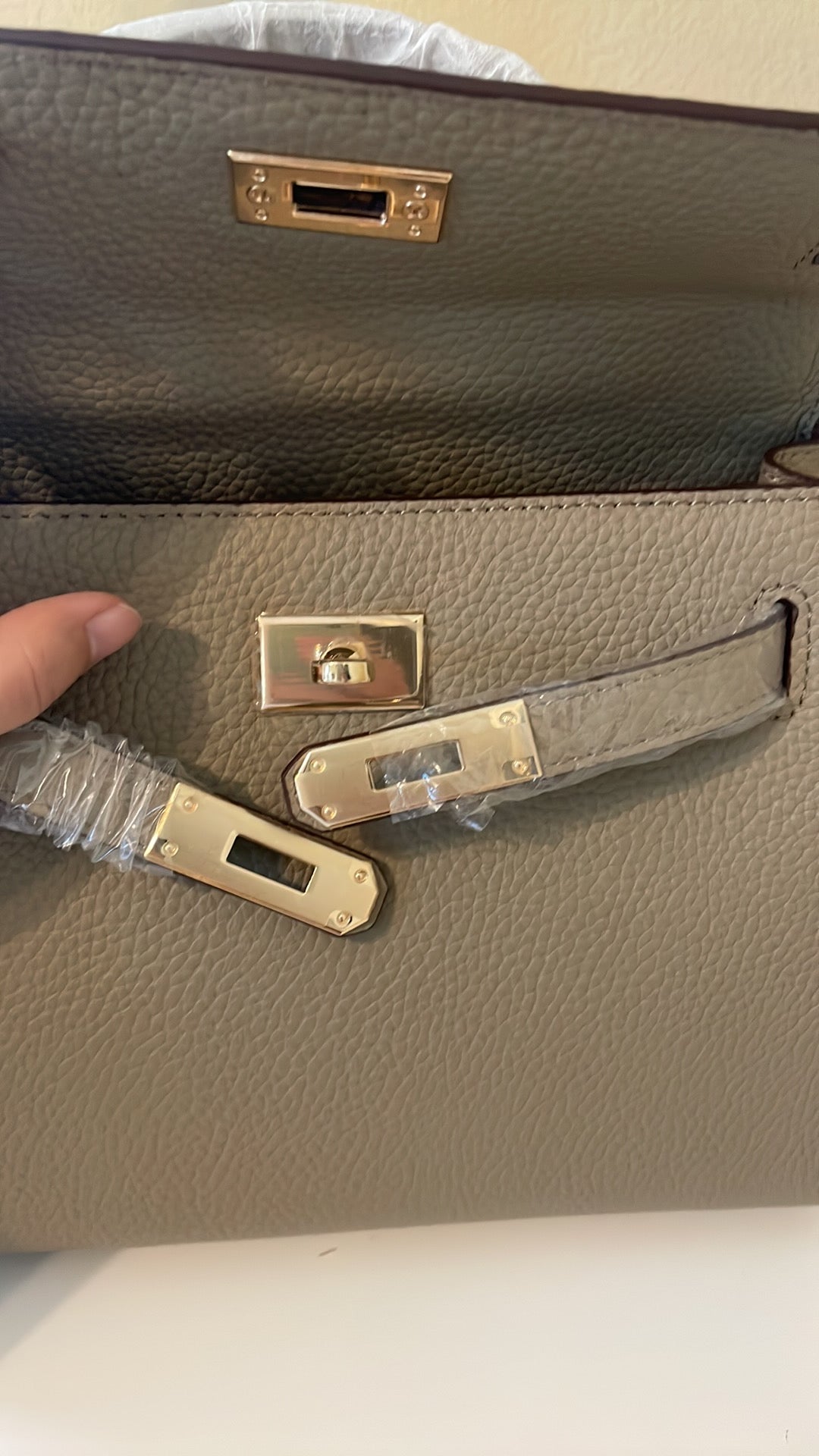 Top Handle Belted KL Satchel 25cm Gray