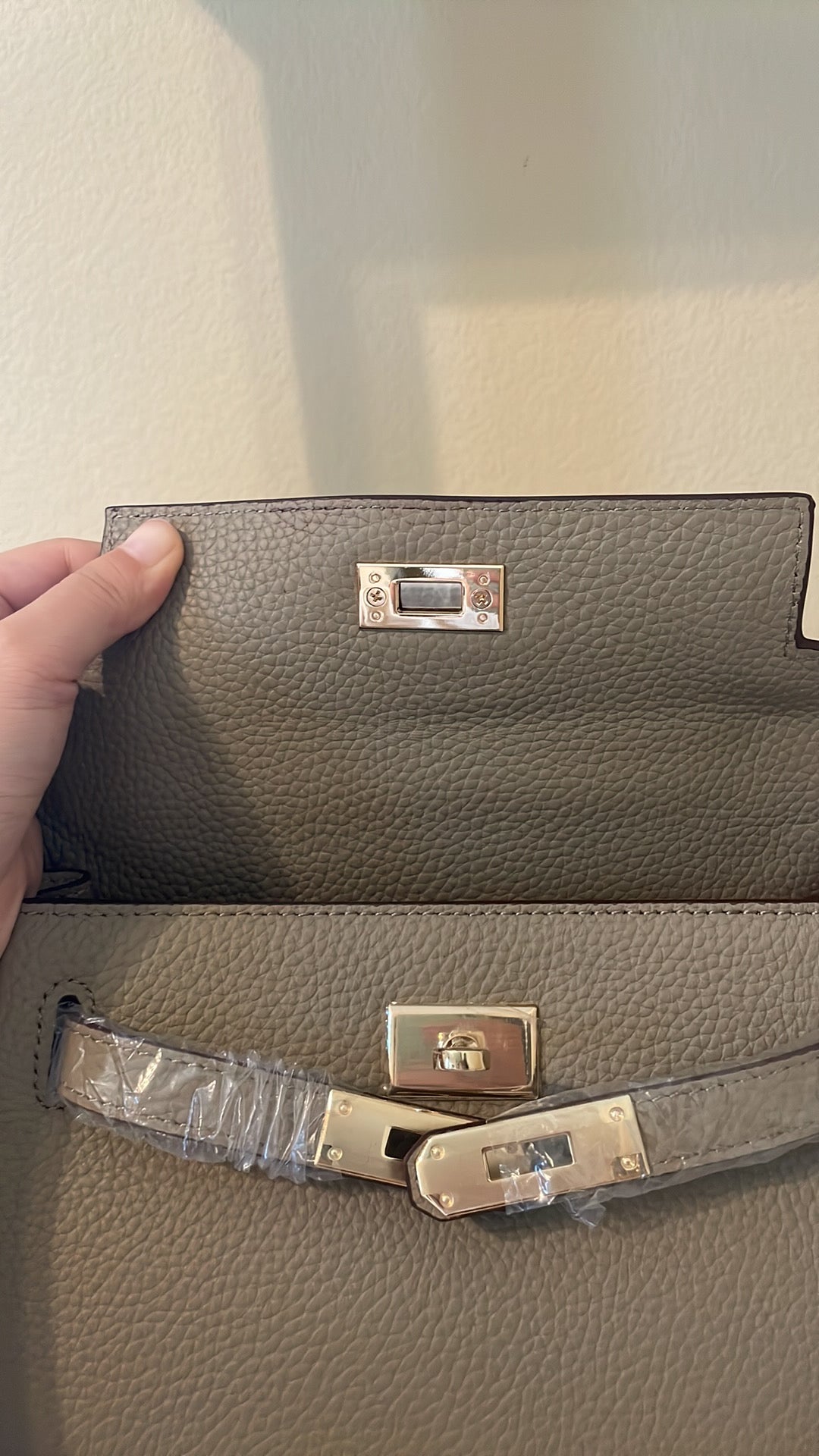 Top Handle Belted KL Satchel 25cm Gray
