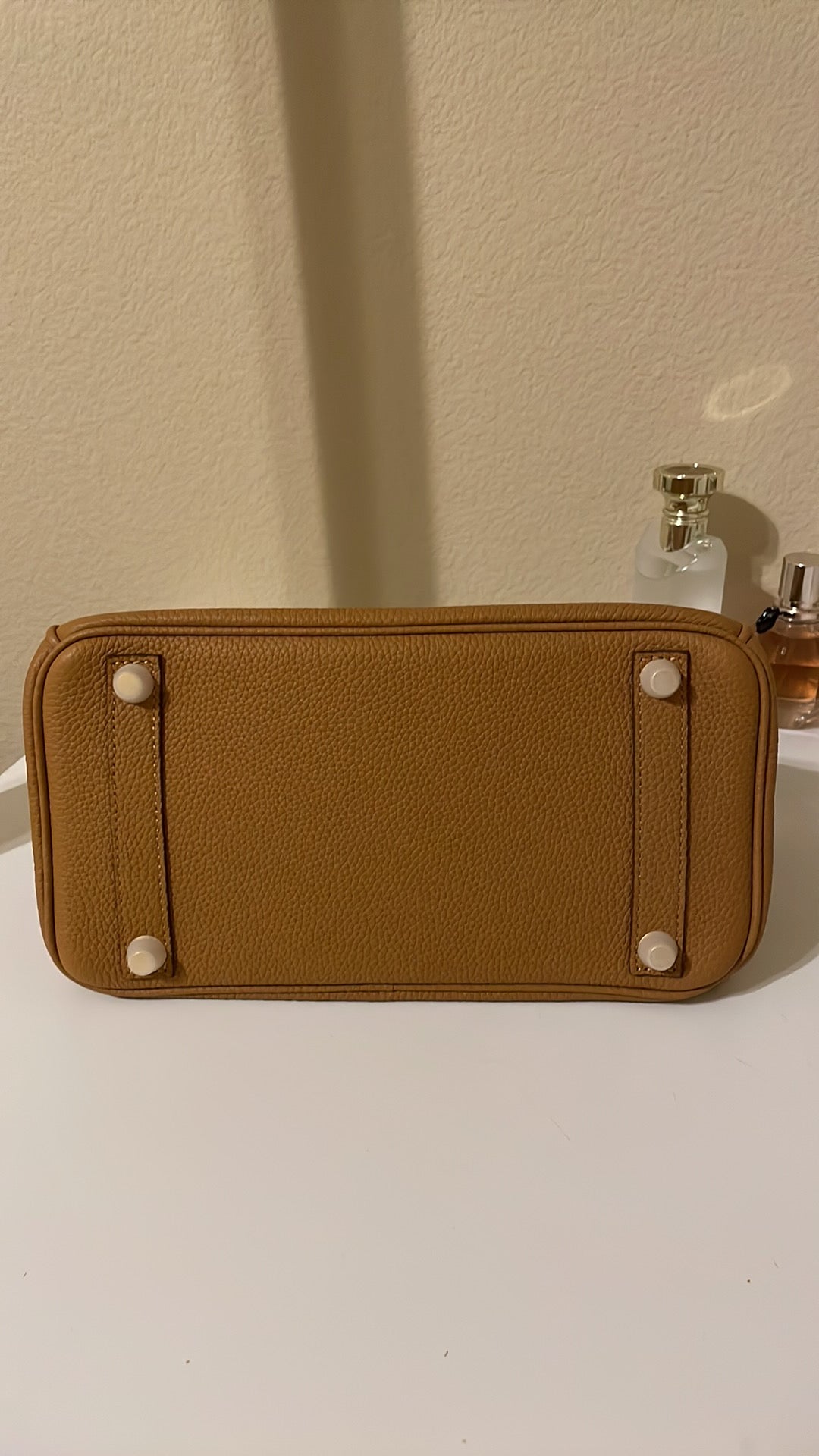Top Handle Leather BK Satchel 25cm Biscuit