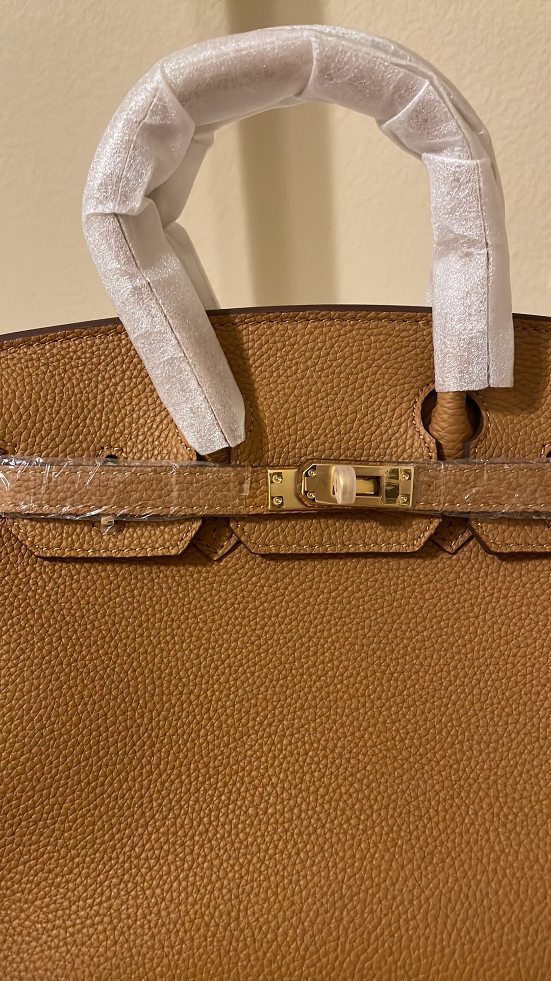 Top Handle Leather BK Satchel 25cm Biscuit
