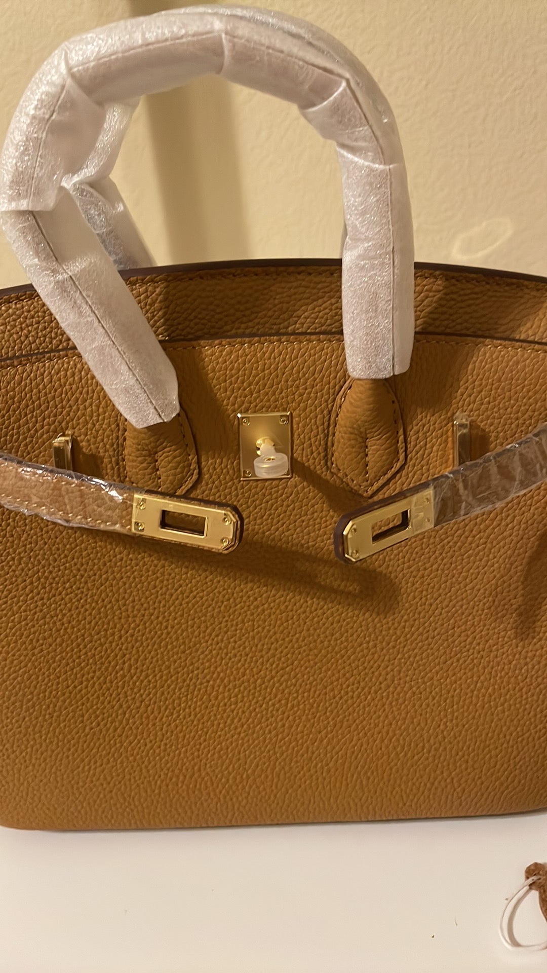 Top Handle Leather BK Satchel 25cm Biscuit