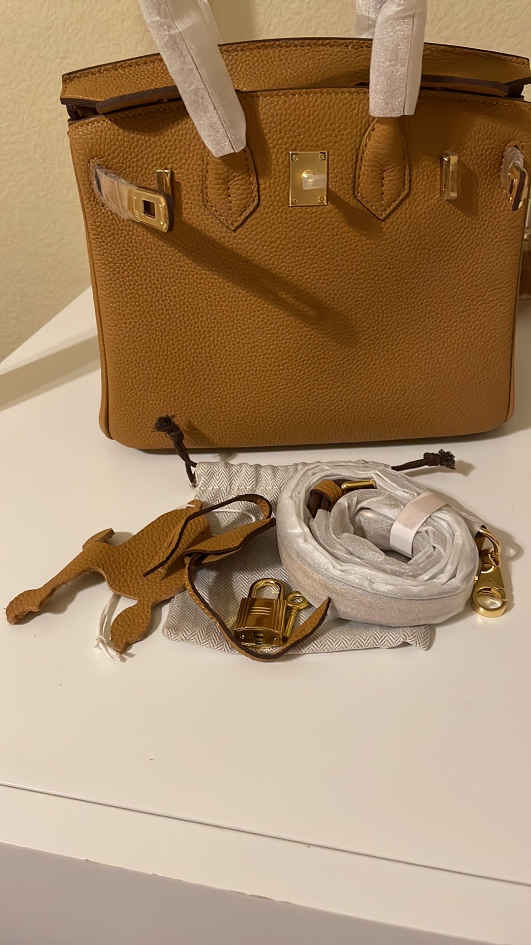 Top Handle Leather BK Satchel 25cm Biscuit