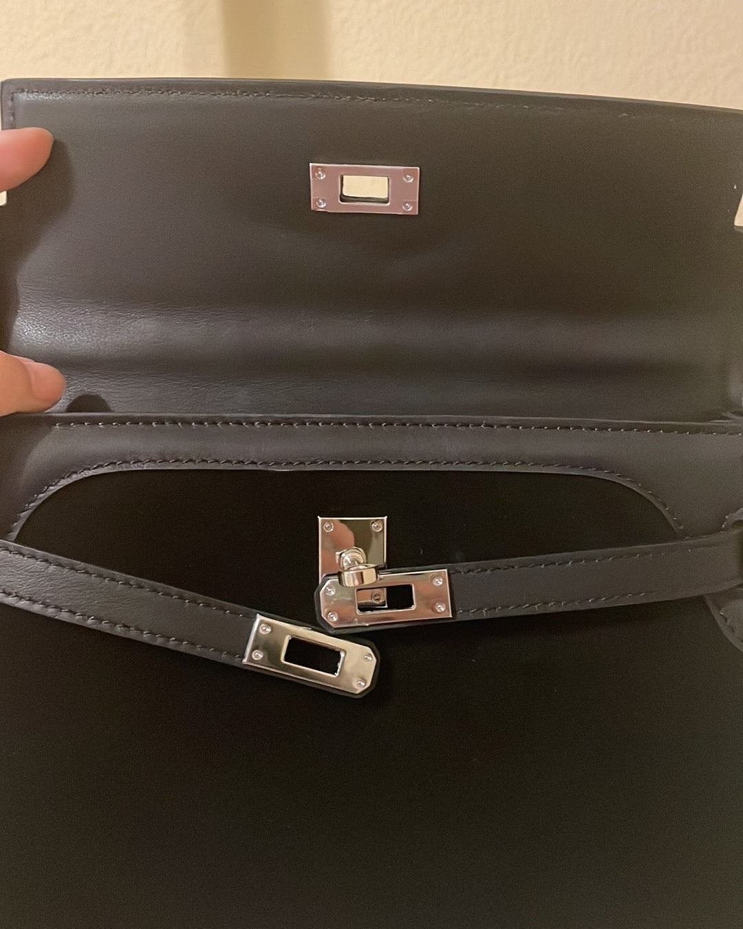 Top Handle Belted KL Satchel 25cm Black Suede