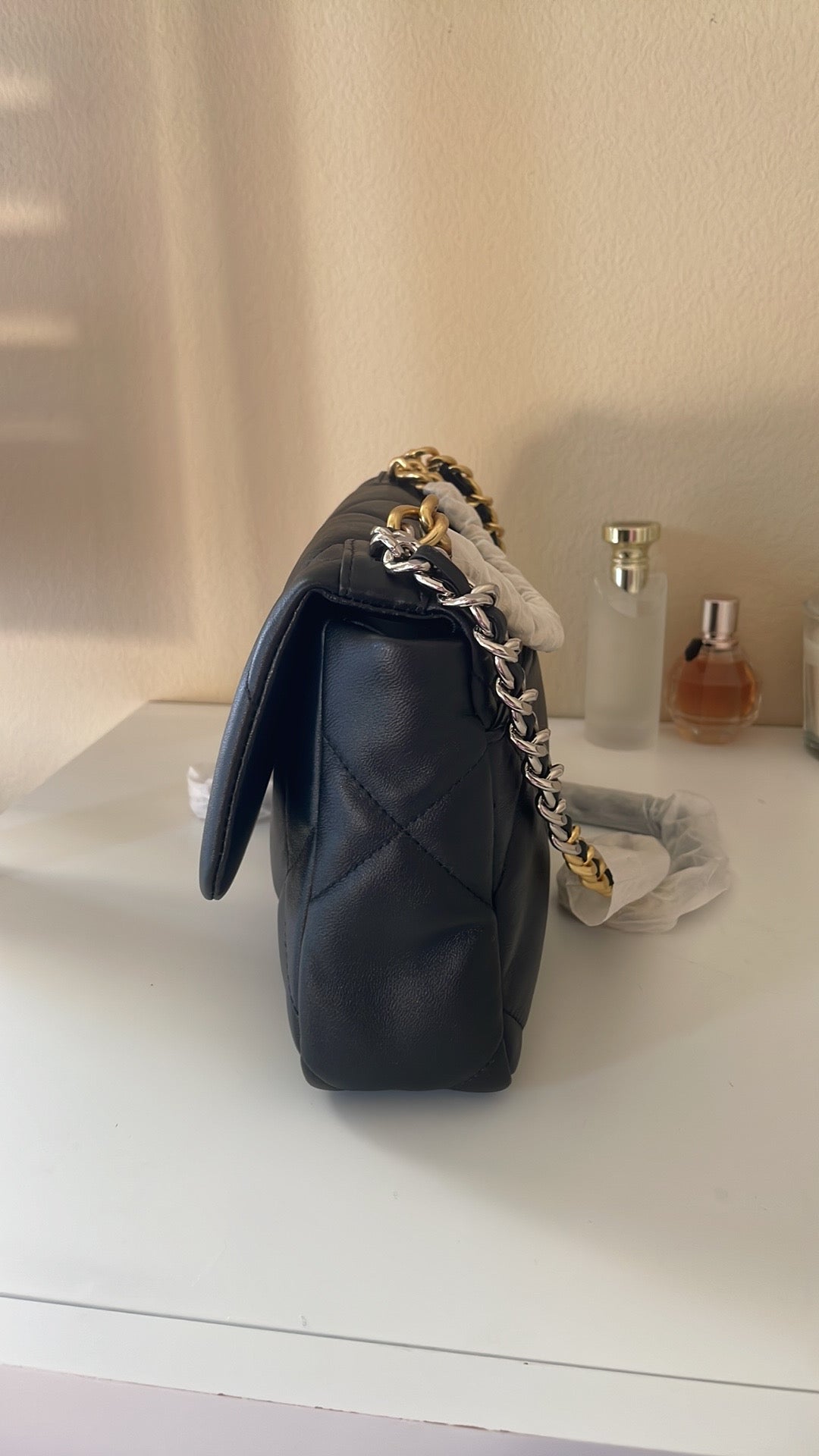 Black Quilted Lambskin Flap Bag 26cm