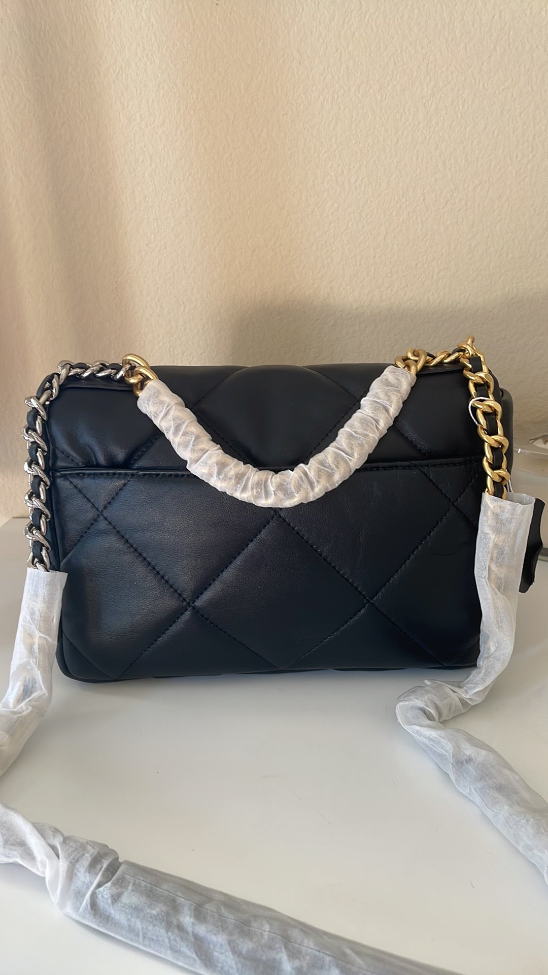 Black Quilted Lambskin Flap Bag 26cm