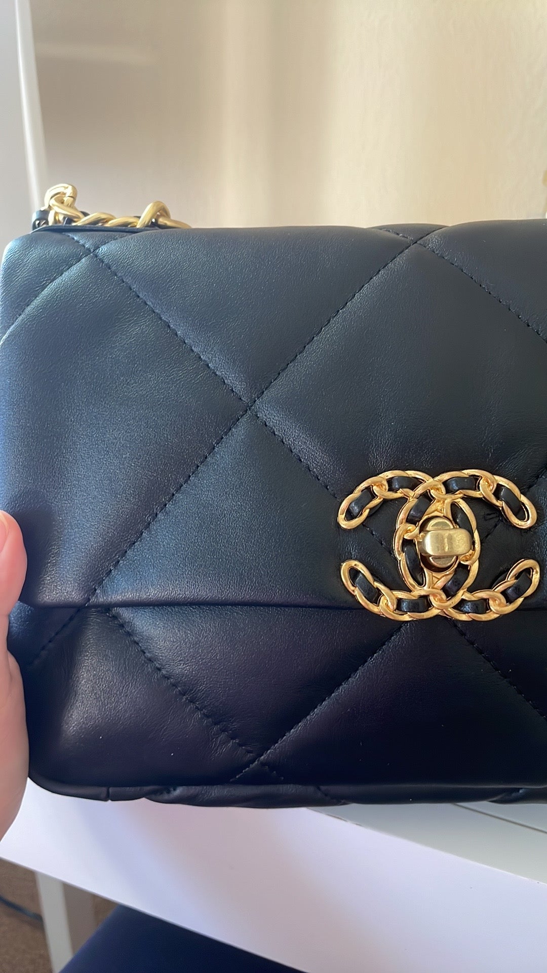 Black Quilted Lambskin Flap Bag 26cm