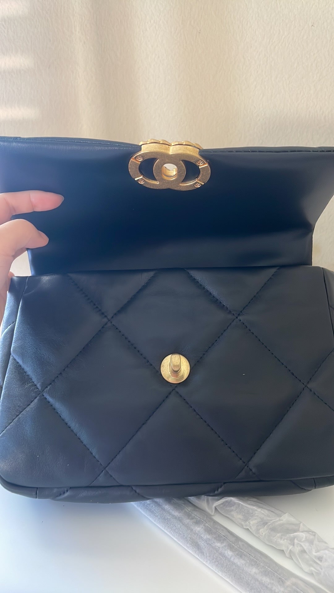 Black Quilted Lambskin Flap Bag 26cm