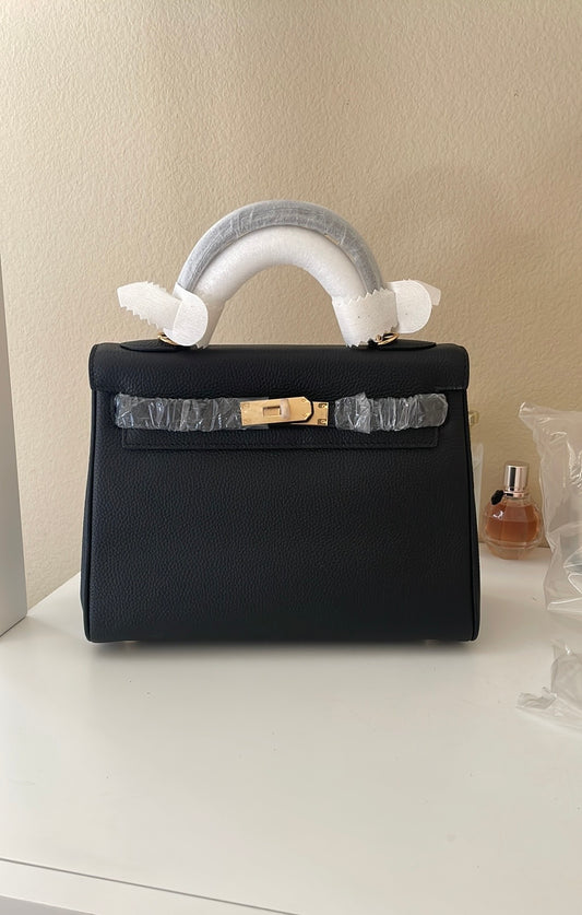 Top Handle Belted Satchel 28cm Black