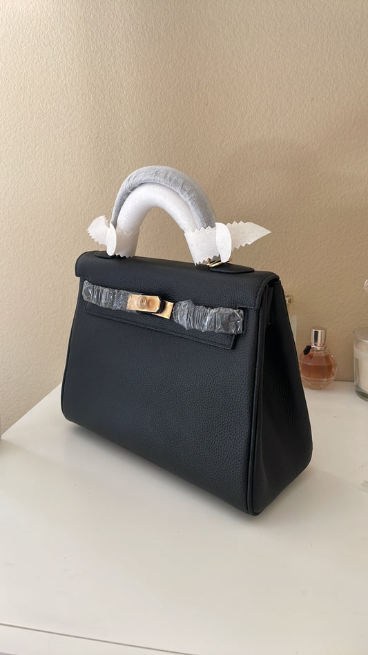 Top Handle Belted Satchel 28cm Black