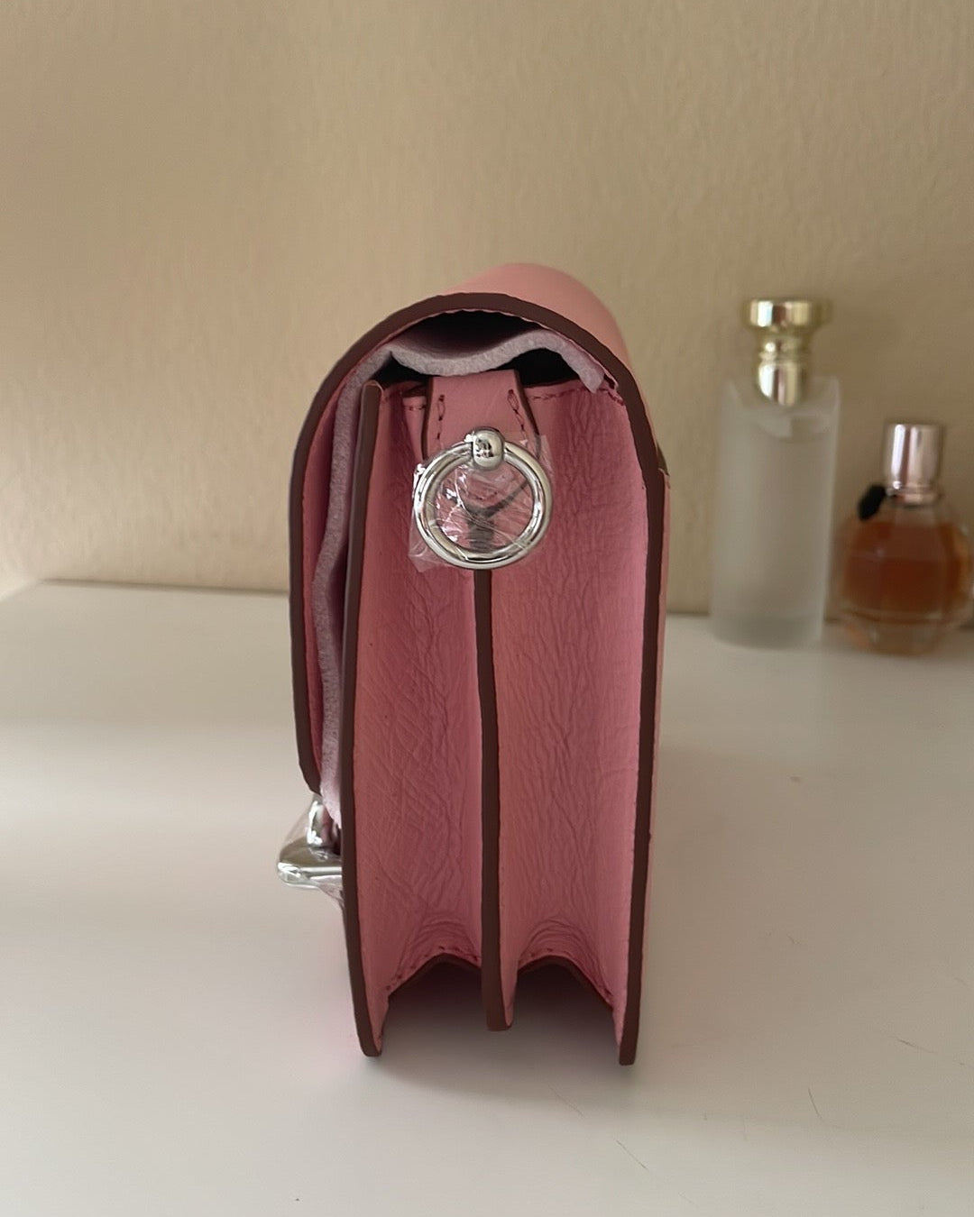 RARE Ostrich Leather Crossbody Box Bag Pink