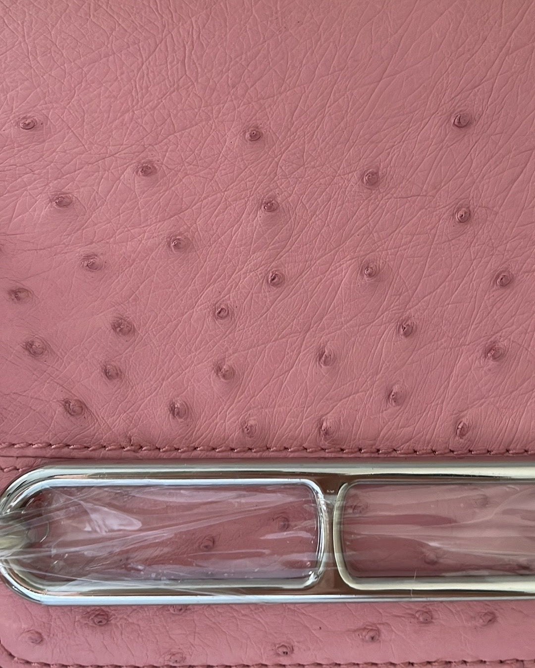 RARE Ostrich Leather Crossbody Box Bag Pink