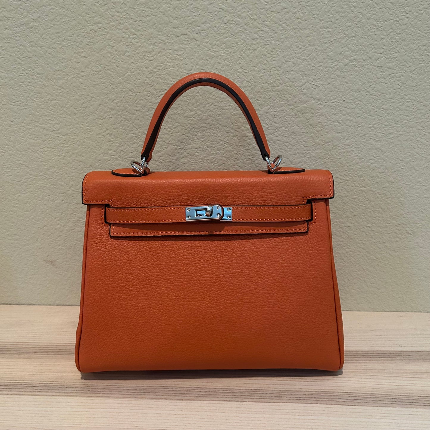 Leather Inside Out | Top Handle Belted Satchel 25cm Orange