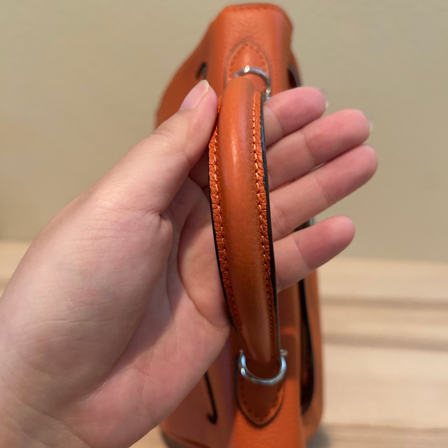 Leather Inside Out | Top Handle Belted Satchel 25cm Orange