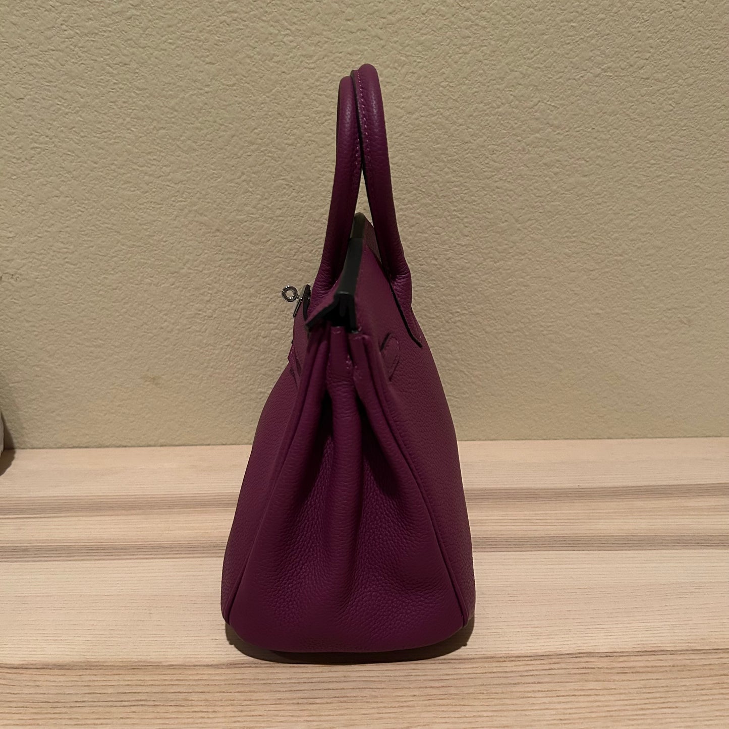 Round Top Handle Leather Satchel 25cm Purple