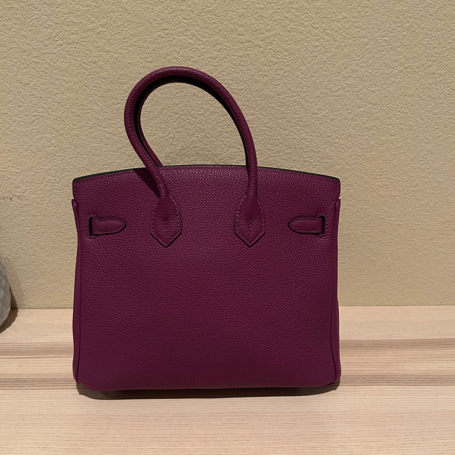 Round Top Handle Leather Satchel 25cm Purple
