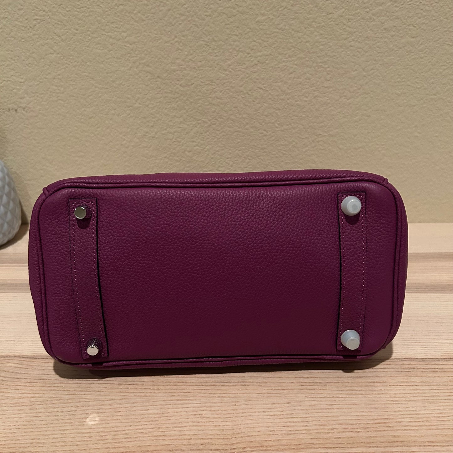 Round Top Handle Leather Satchel 25cm Purple