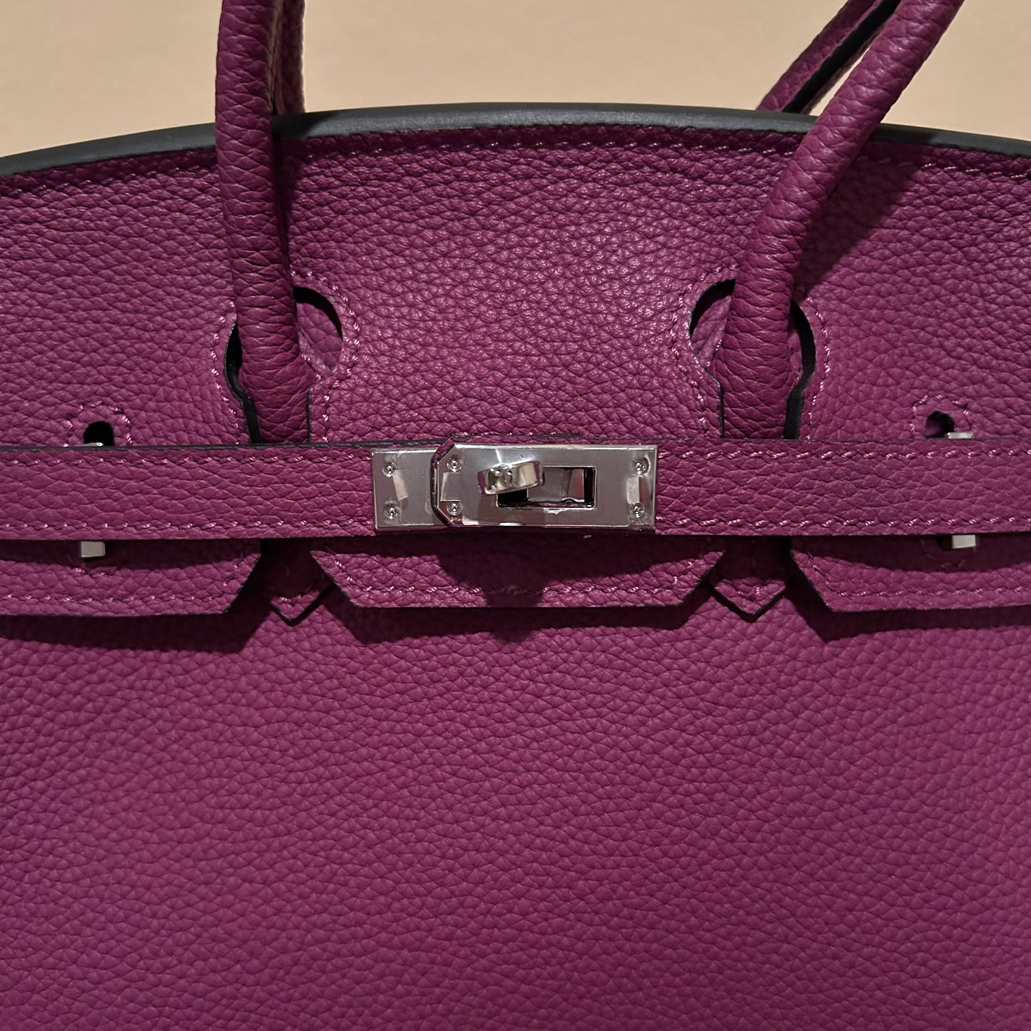 Round Top Handle Leather Satchel 25cm Purple