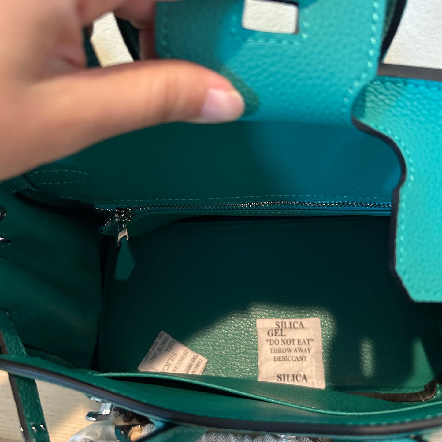 Round Top Handle Leather Satchel 25cm Green