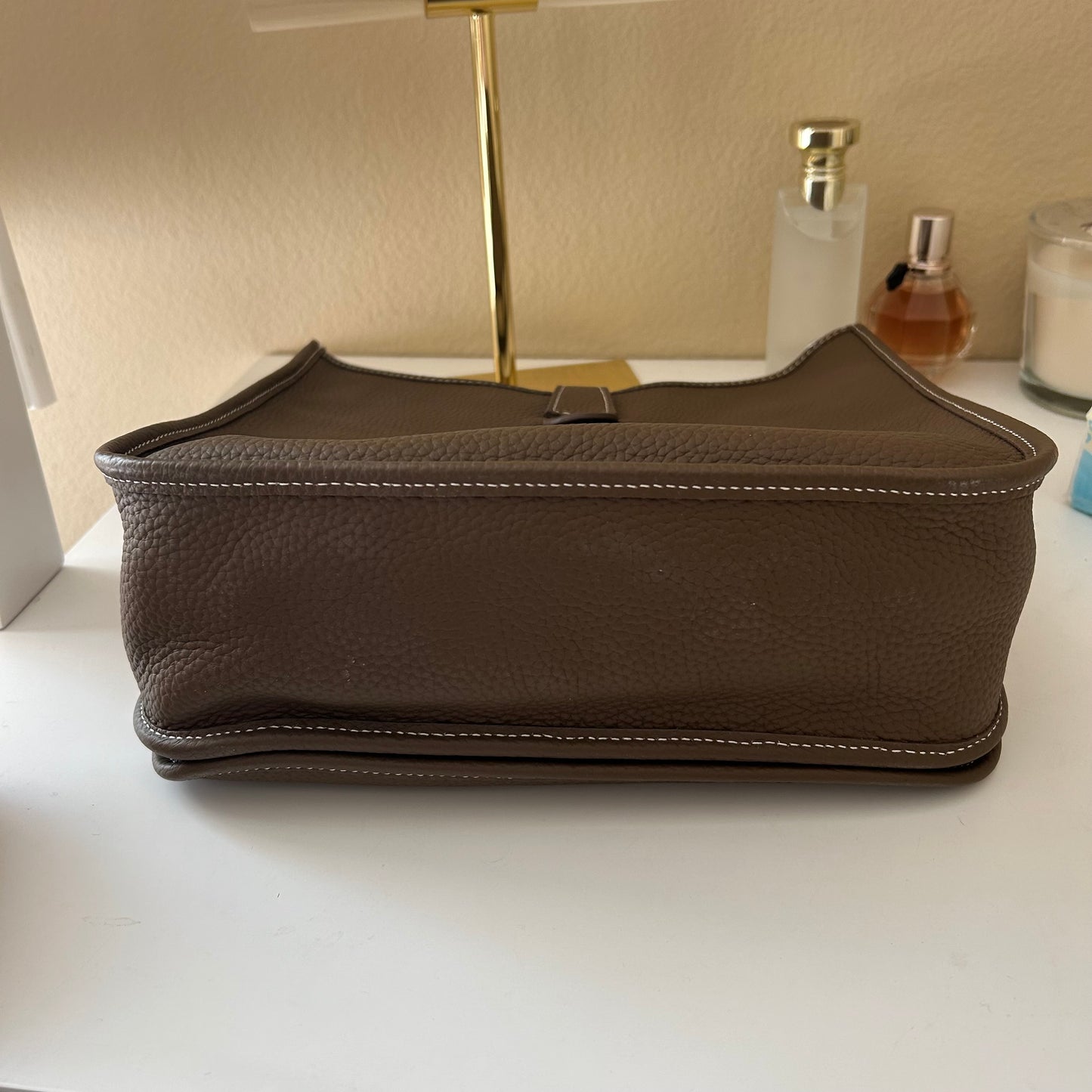 Perforated Leather Bag Large Etaupe