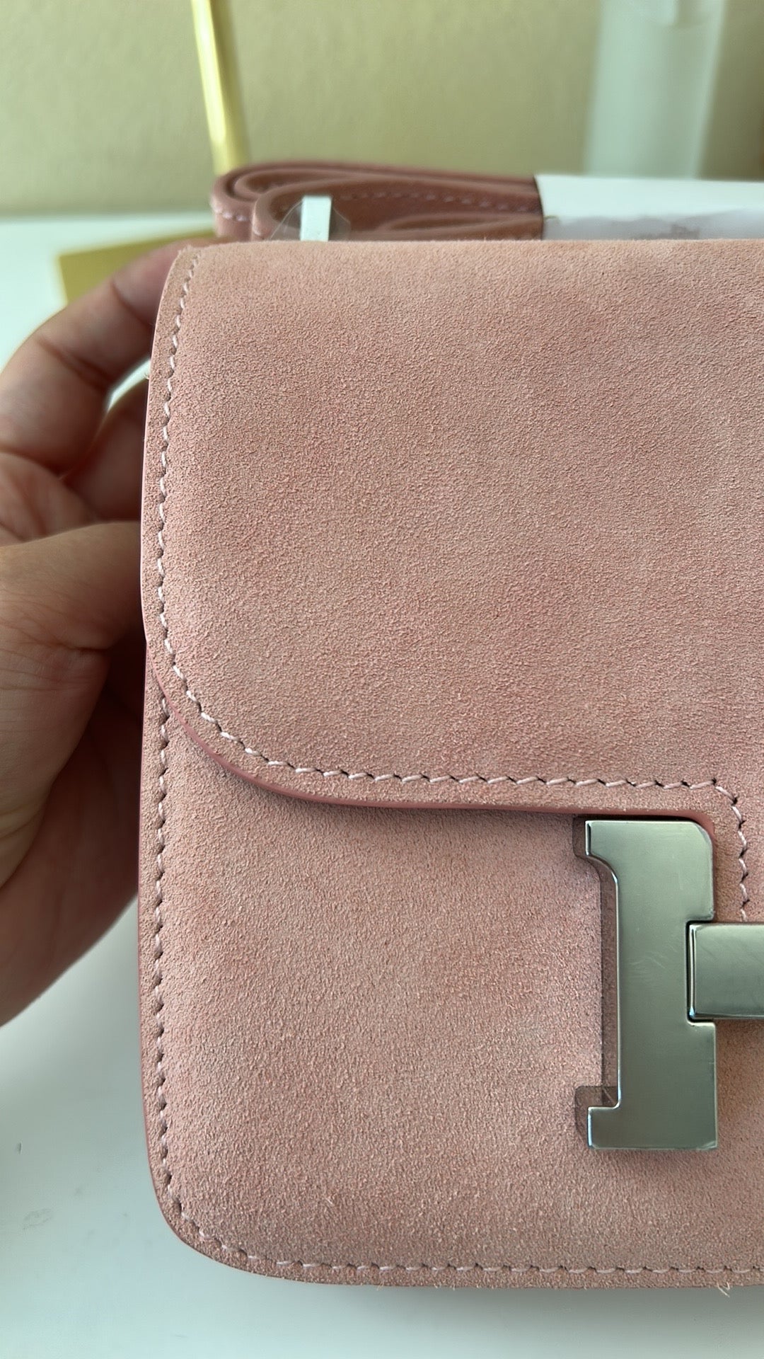 Classic H Box Bag Light Pink Suede